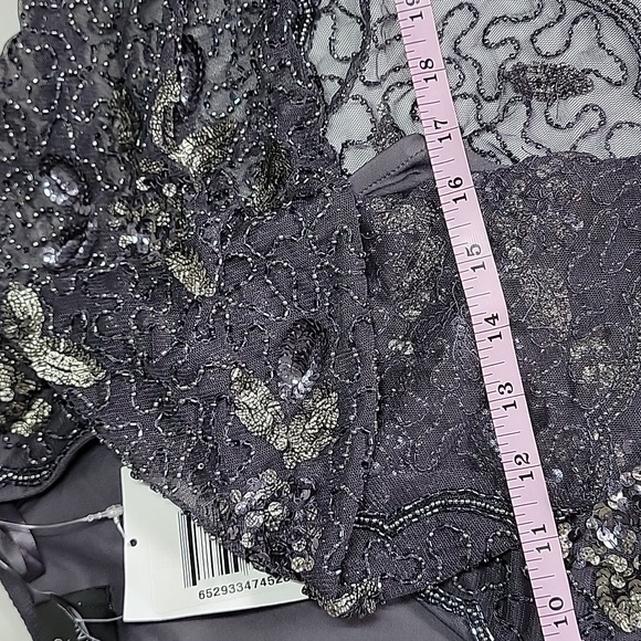 Adrianna Papell Women's Beaded cape Gray Maxi Dress / Size 6. NWOT. - Picture 8 of 15